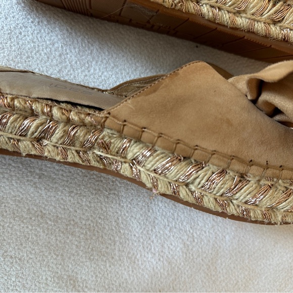 J/SLIDES Sandals Suede Espadrille Slide Tan Bow Size 8 - Picture 14 of 16
